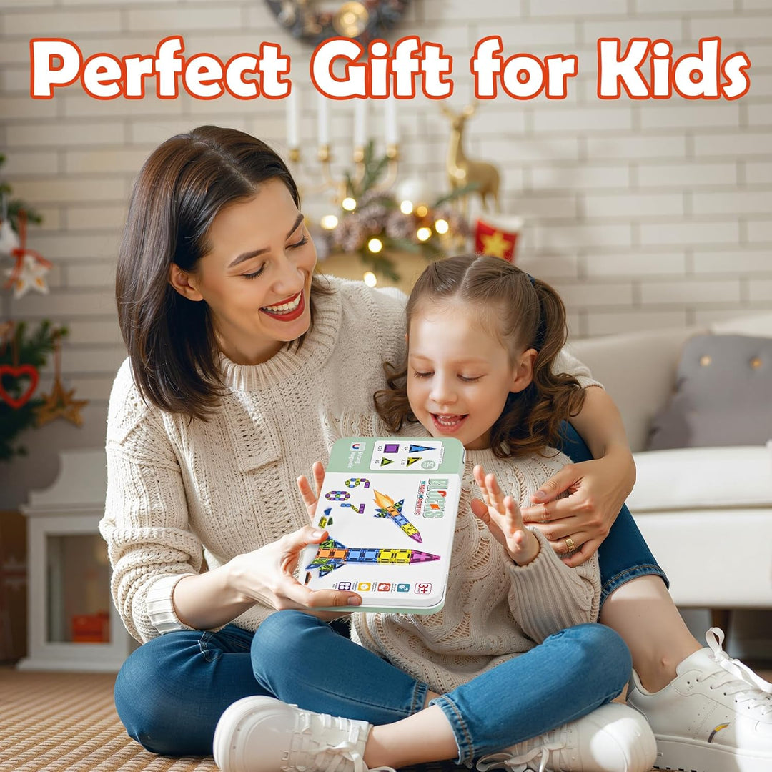 50 Stück Mini Magnetische Bausteine Reiseset, Mini magnetbausteine Travel Magnetic Tiles für Kinder,