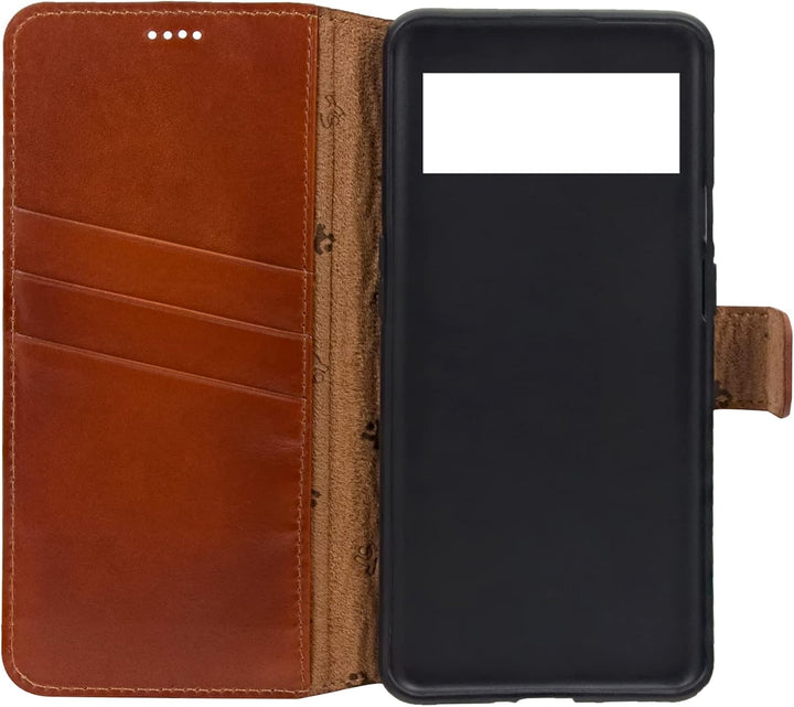 Suncase Book-Style Hülle kompatibel mit Google Pixel 7 5G Leder Tasche (Slim-Fit) Lederhülle Handyta