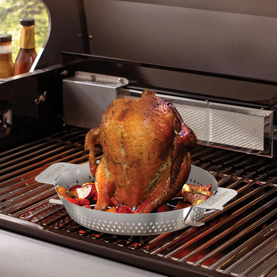 only fire Hähnchenbräter, Hühnerhalter mit abnehmbarem Hühncheneinsatz für Weber Gourmet Barbeque Sy