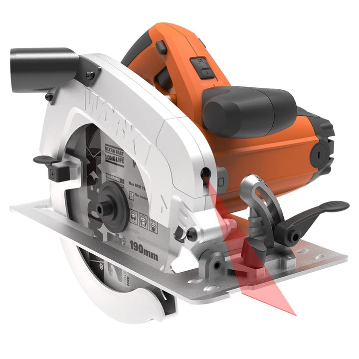 WORX WX445 Handkreissäge 1600W - mit präziser Schneidleistung, Laserführungssystem, einstellbarem Sc