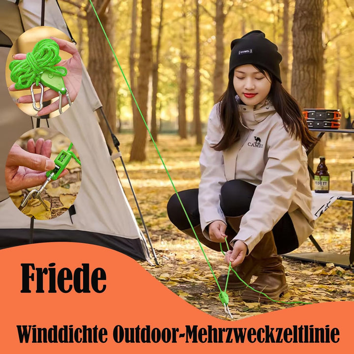 4 Stück Leichte Abspannleine Zeltschnur Reflektierend Zeltseil mit Spanner Einsteller für Outdoor-Ca