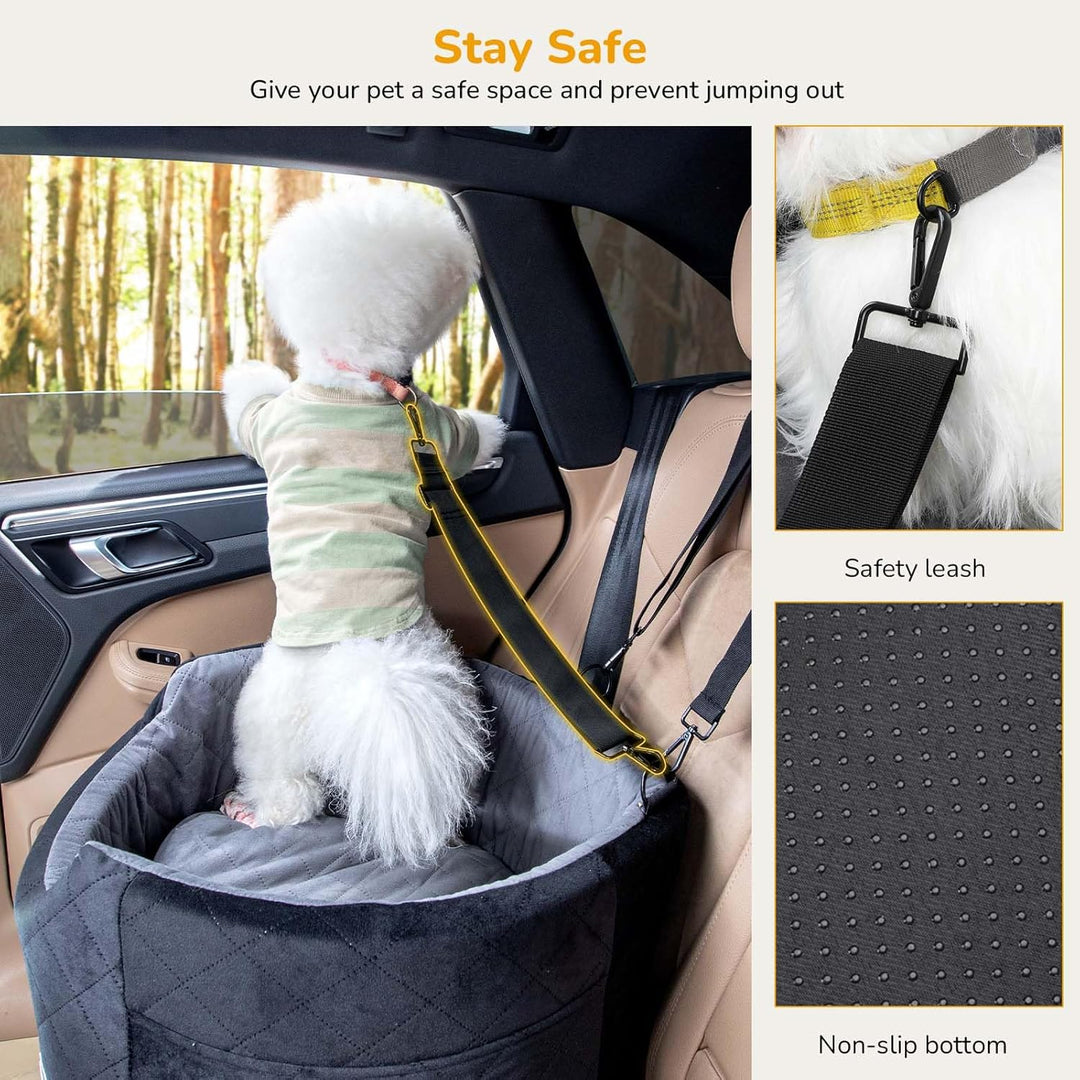 Pecute Hunde Autositz für Kleine/Mittlere Hunde, Pet Booster Autositz mit Sicherheitsgurt,Weichem Ki