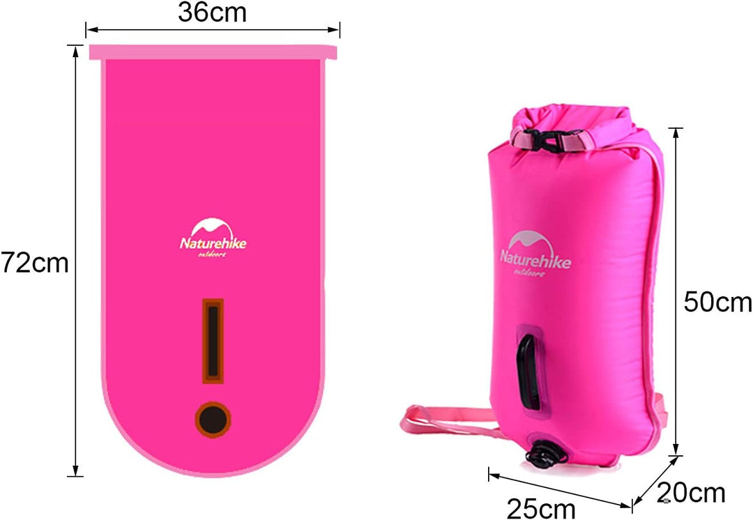 Naturehike Aufblasbarer Trockensack, 18L Wasserdichter Rucksack mit 2 Luftkammern für Open Water Sch