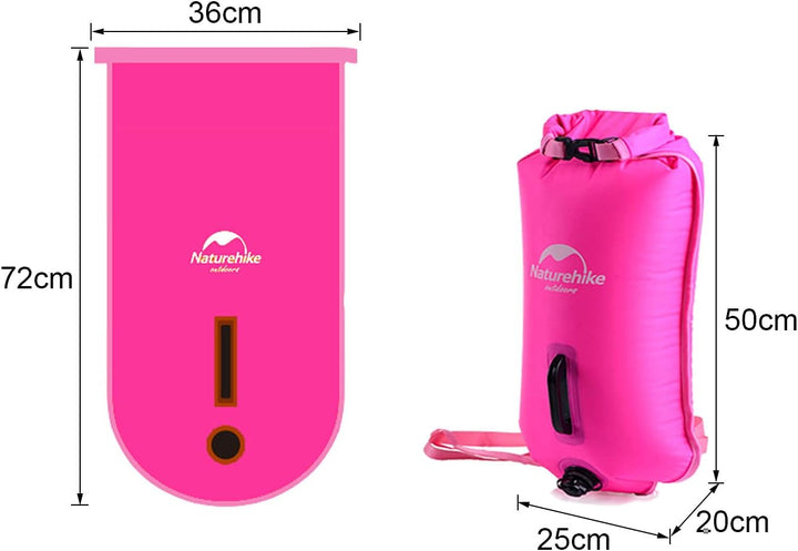 Naturehike Aufblasbarer Trockensack, 18L Wasserdichter Rucksack mit 2 Luftkammern für Open Water Sch