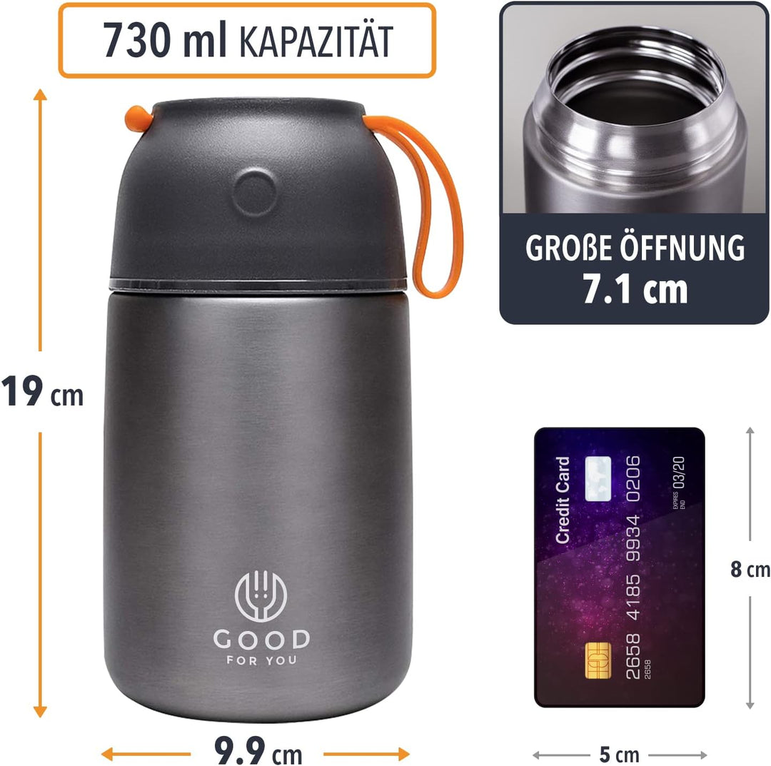GOOD FOR YOU - Thermobecher - 730ml-Edelstahl-Flasche für warme & kalte Lebensmittel - Doppelwandige
