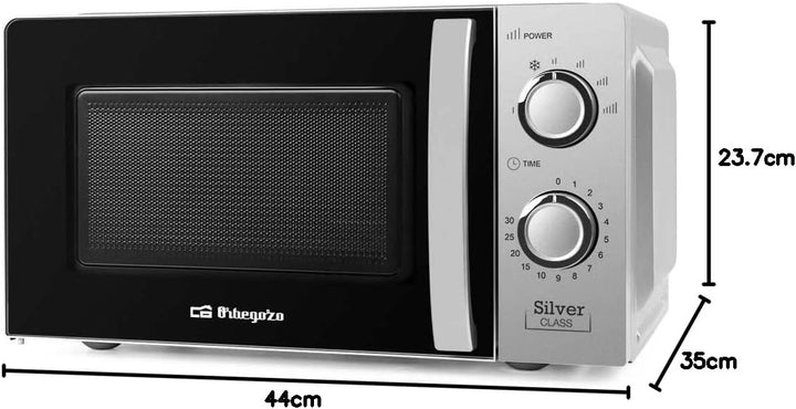Orbegozo MI 2118 - Mikrowelle mit 20 Liter Kapazität, 6 Leistungsstufen, Timer bis zu 30 Minuten, 70