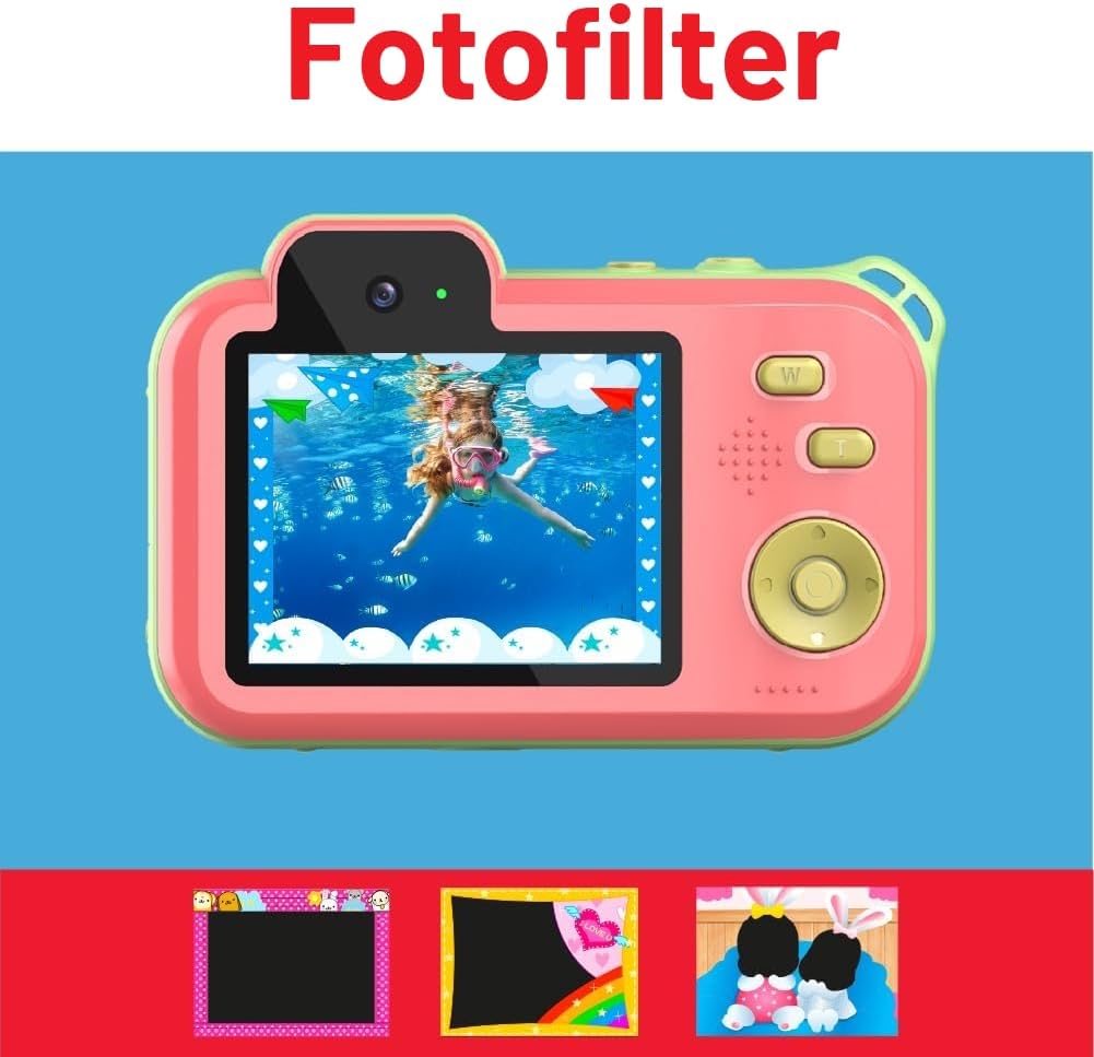 AgfaPhoto Realikids Cam Waterproof 2 – Kinderkamera, wasserdicht, 12 MP, HD-Video, Selfiemodus, Filt