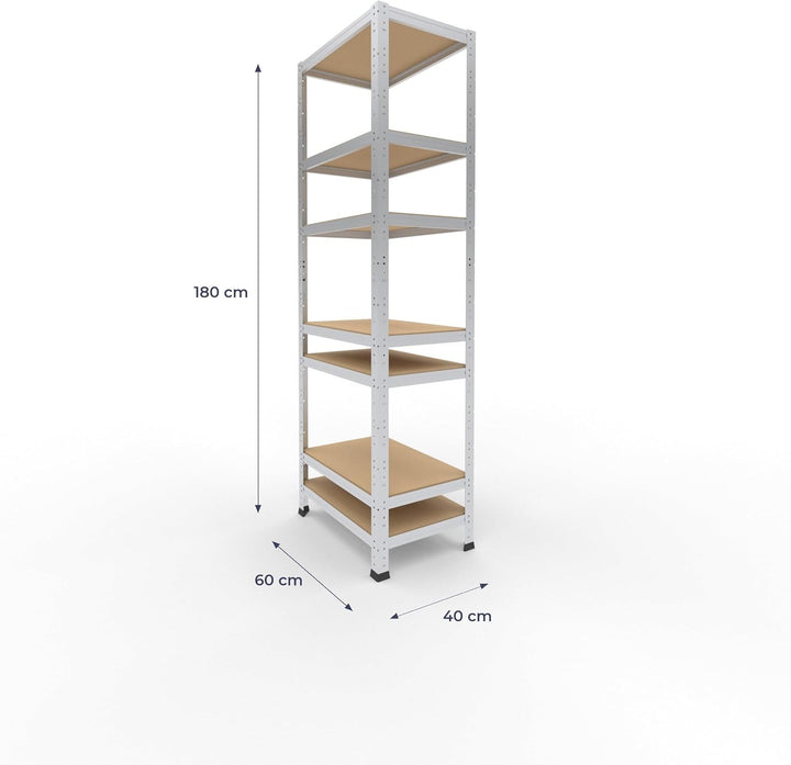 shelfplaza® 180x40x60cm Home Schwerlastregal verzinkt/Metallregal mit 7 Böden/Kellerregal Metall, Ga