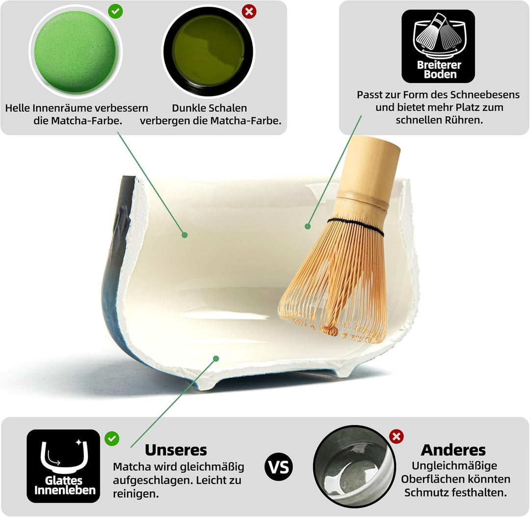 TEANAGOO Matcha Set| Matcha Besen|Matcha Tea Set | Matcha Schale| Matcha Whisk,Schaufel, Sieb, Match