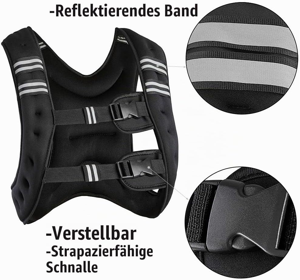 MUPAI Gewichtweste Trainingsweste 10kg Gewichte Weste Laufweste 36 * 20 * 9cm