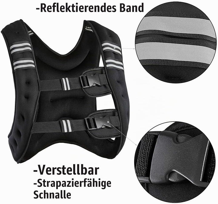 MUPAI Gewichtweste Trainingsweste 10kg Gewichte Weste Laufweste 36 * 20 * 9cm
