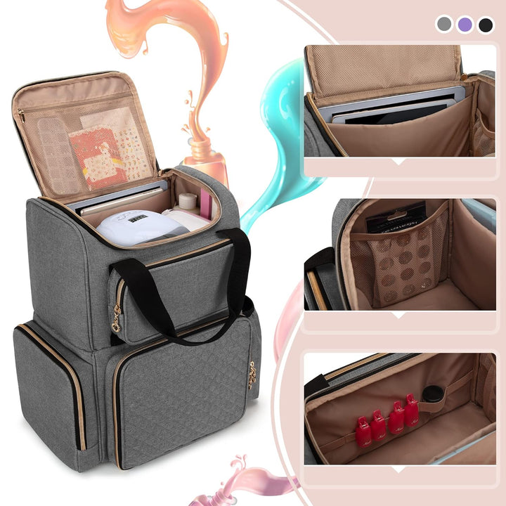 Luxja Nagellack Organizer Tasche für 70 Flaschen Nagellack, Nagellack Aufbewahrung Tasche für Nagelt