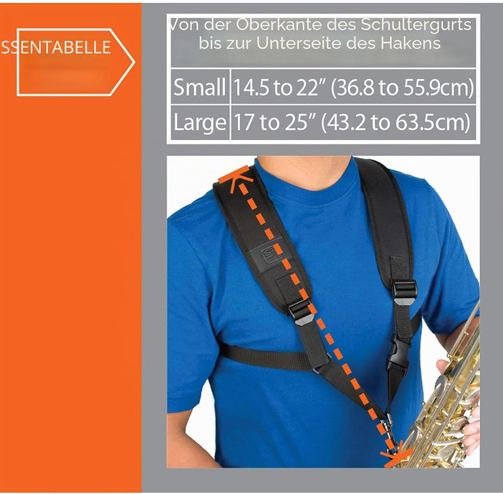 ProTec A306M Universal Saxophon-Gurt mit Metallschnalle, gross, Schwarz Large, Large