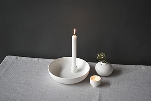 Storefactory - Lidatorp - Kerzenständer, Kerzenschale - Keramik - Weiss - Masse (ØxH): 21 x 5 cm