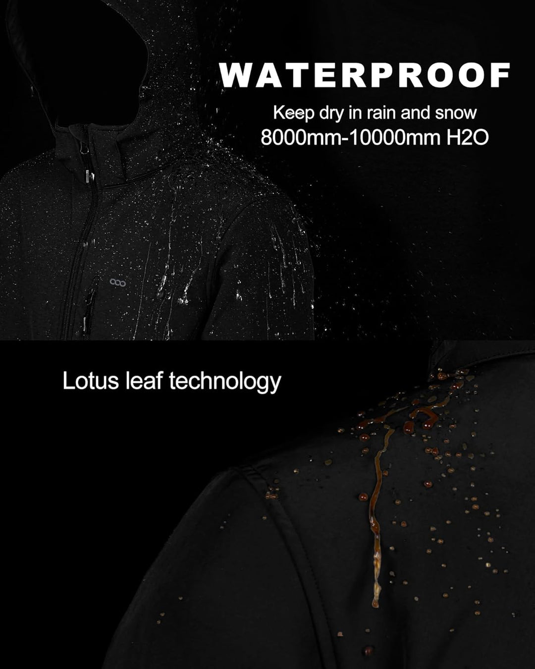 33,000ft Softshelljacke für Herren Wasserdicht Winterjacke Winddicht Warme Fleece Gefüttert Windbrea