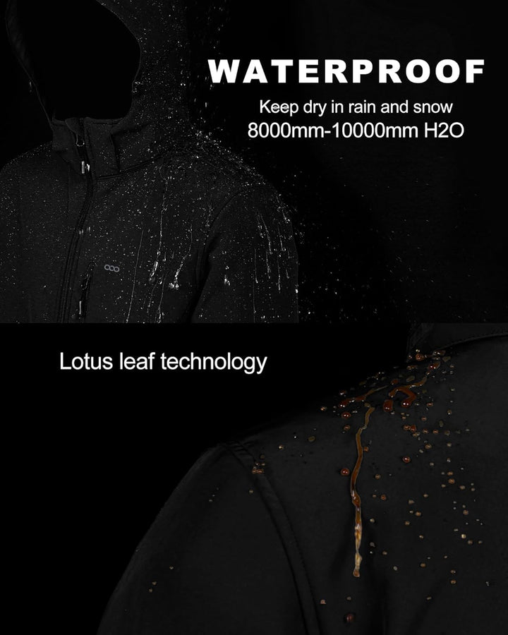33,000ft Softshelljacke für Herren Wasserdicht Winterjacke Winddicht Warme Fleece Gefüttert Windbrea