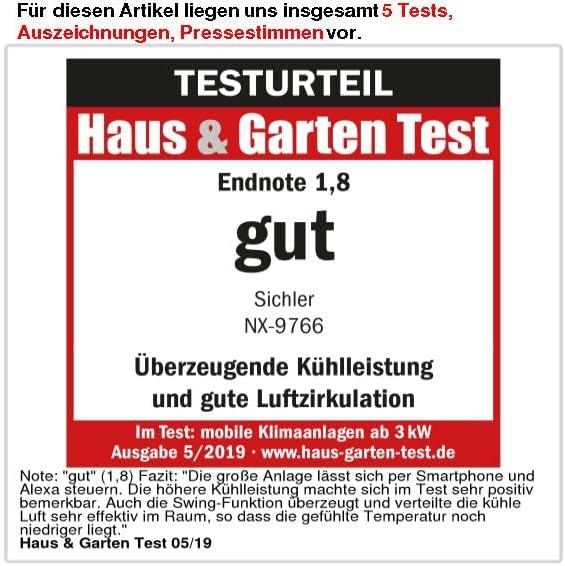 Sichler Haushaltsgeräte Mobile Klimaanlage: Klimaanlage, Heiz-Funktion, 12.000 BTU/h, 3.500 W, WLAN,