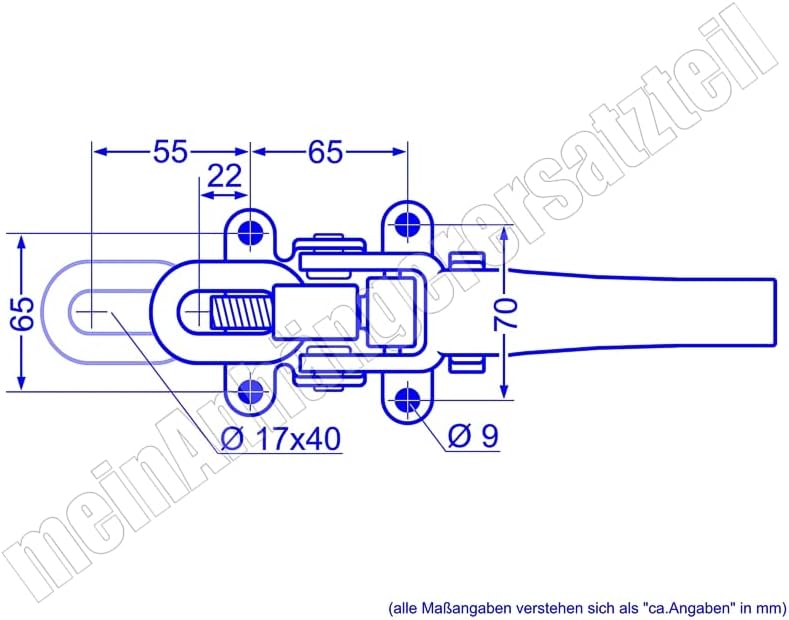 meinAnhängerersatzteil 2X Exzenterverschluss Spannverschluss Bordwandverschluss 265mm mit Langgriff