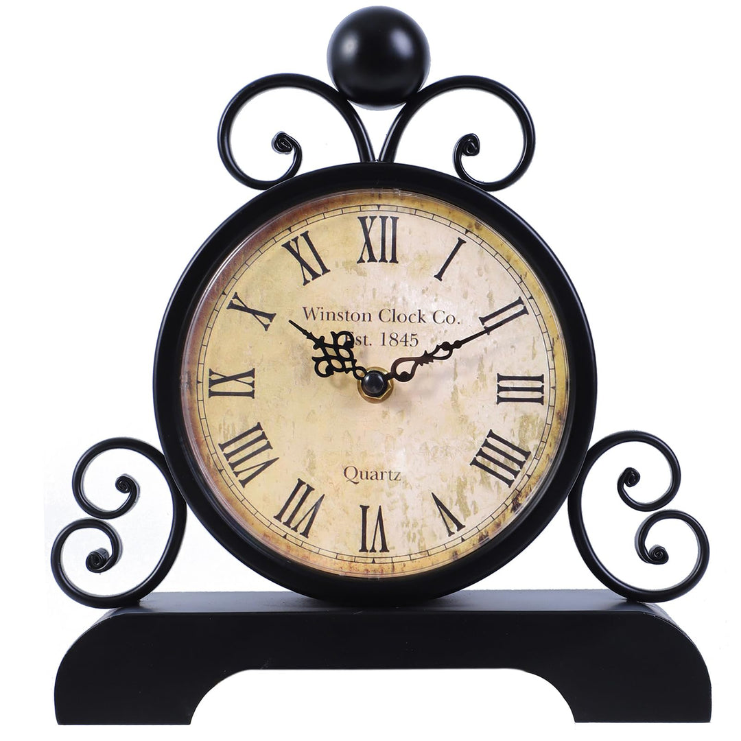 Retro Tischuhr Klassische Vintage Roman Stil Schreibtischuhr Silent Ohne Ticken für Wohnzimmer Schla