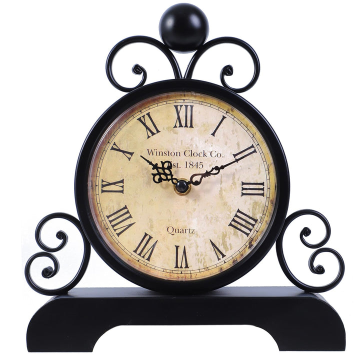 Retro Tischuhr Klassische Vintage Roman Stil Schreibtischuhr Silent Ohne Ticken für Wohnzimmer Schla