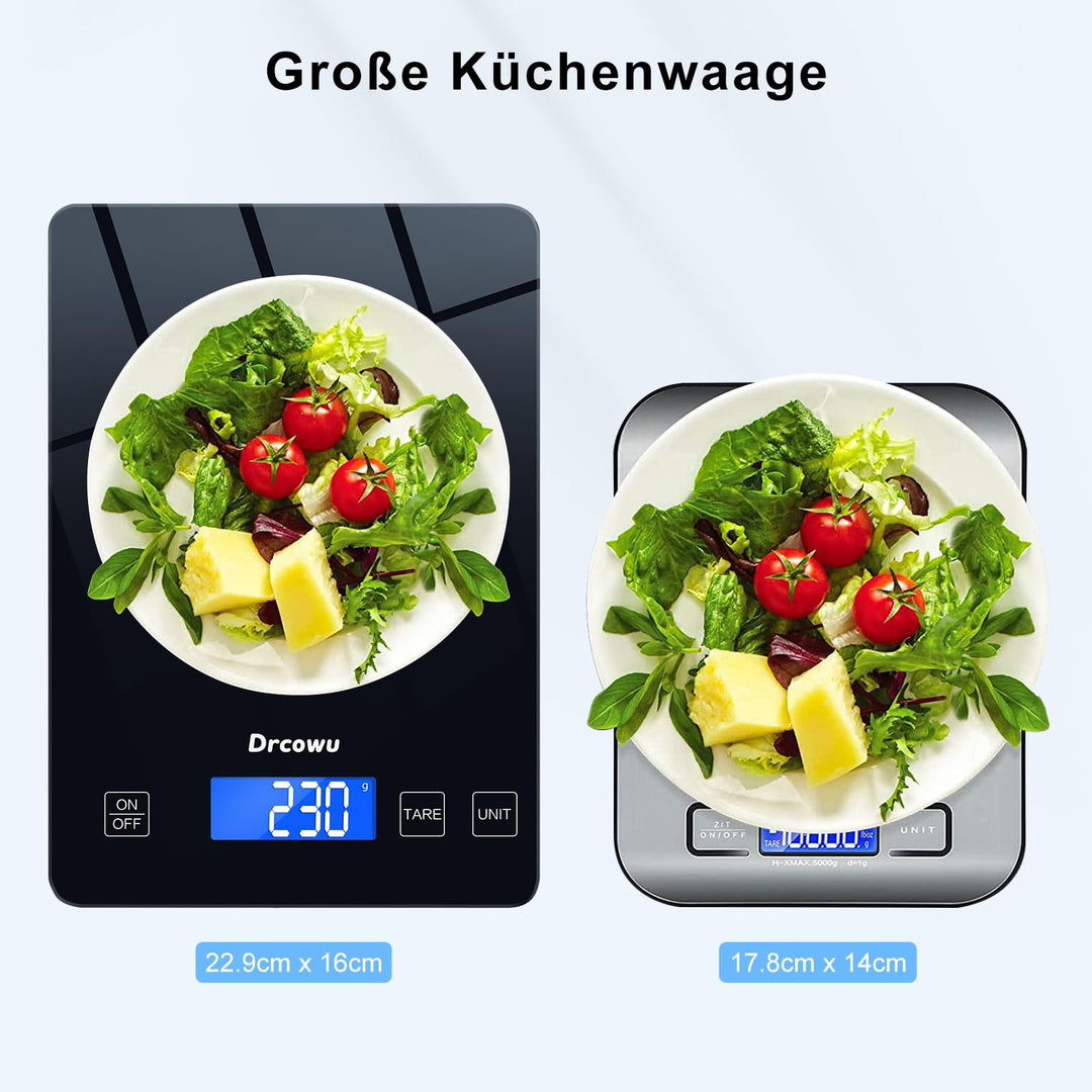 Küchenwaage Digitale, 15kg Professionelle Waage Küchenwaage, Wasserdicht küchenwaagen mit LCD-Displa