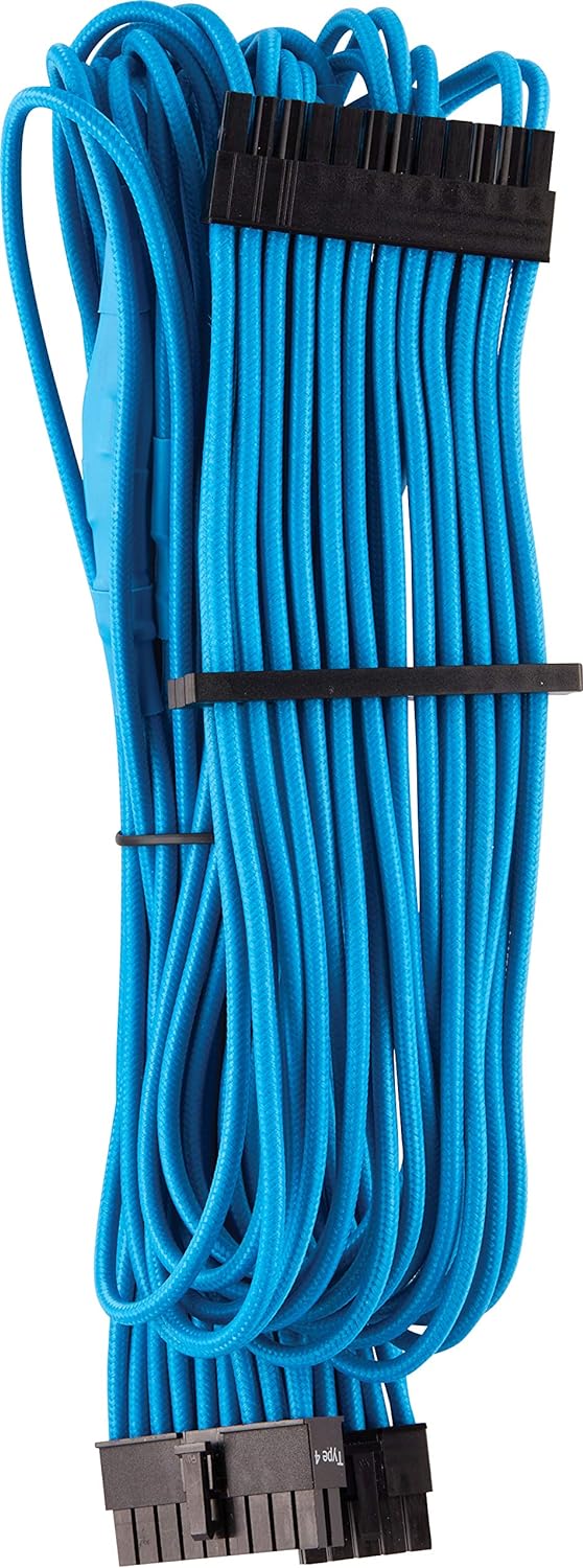 Corsair Premium Sleeved 24 pin-Polig-ATX-Kabel Typ4 (Generation 4-Serie) Blau 24 pin ATX Blau, 24 pi