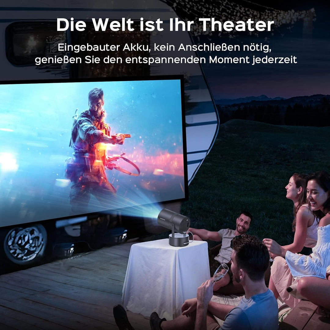 Mentech X3 Mini Beamer 4K Heimkino, Mini Projektor, Beamer WiFi6 und BT5.2 mit Android OS, Auto Trap
