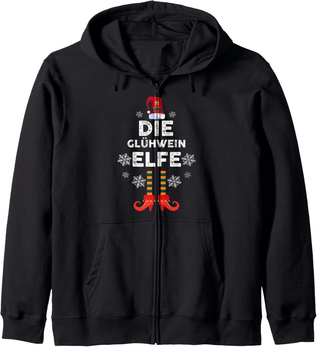Glühwein Elf Elfen Familien Weihnachts Outfit Kapuzenjacke