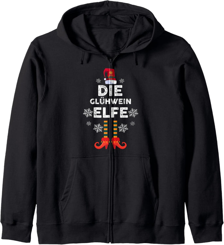 Glühwein Elf Elfen Familien Weihnachts Outfit Kapuzenjacke