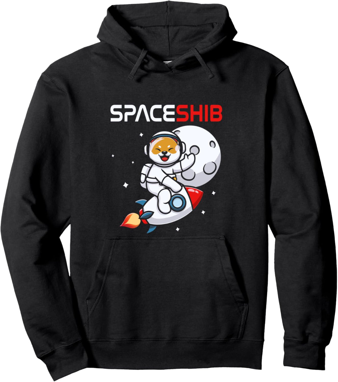 Spaceshib Hund Raumschiff Rakete Kryptowährung Shiba Inu Pullover Hoodie