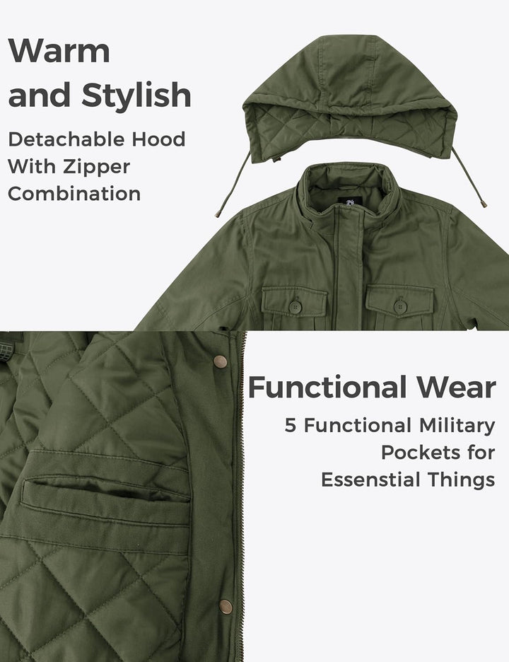 Wantdo Damen Klassische Baumwoll Jacke Warmer Fleece Mantel Winter Outdoor Parka Jacke Mittellanger