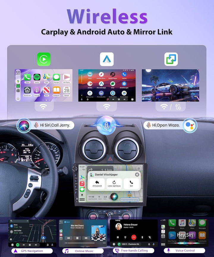 Rimoody 4G+64G Android Autoradio für Nissan Qashqai J10 2006-2016 Wireless Carplay Android Auto, 9 Z