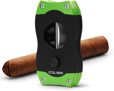 Colibri V-Cut Zigarrenschneider | Schwarz Mit Blauakzenten | Federauslöser | Tiefer 7mm V-Schnitt |