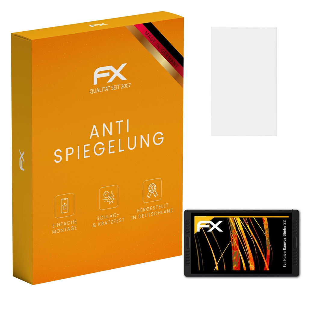 atFoliX Panzerfolie kompatibel mit Huion Kamvas Studio 22 Schutzfolie, entspiegelnde und stossdämpfe