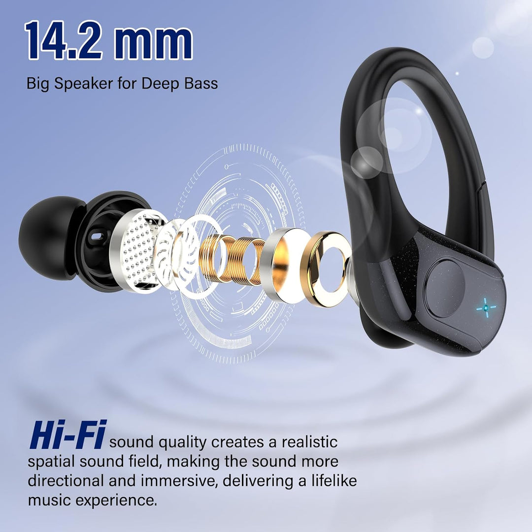 Bluetooth Kopfhörer Sport, 75H In Ear Kopfhörer Kabellos Bluetooth Ohrhörer | HiFi Stereo, 4 HD ENC