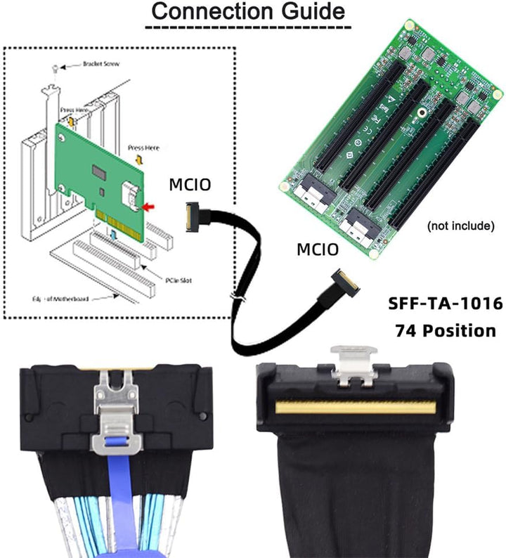 NFHK PCI-E 5.0 Mini Cool Edge IO MCIO abgewinkeltes PCI-E Slimline SAS 8i 74Pin Stecker auf MCIO 74P