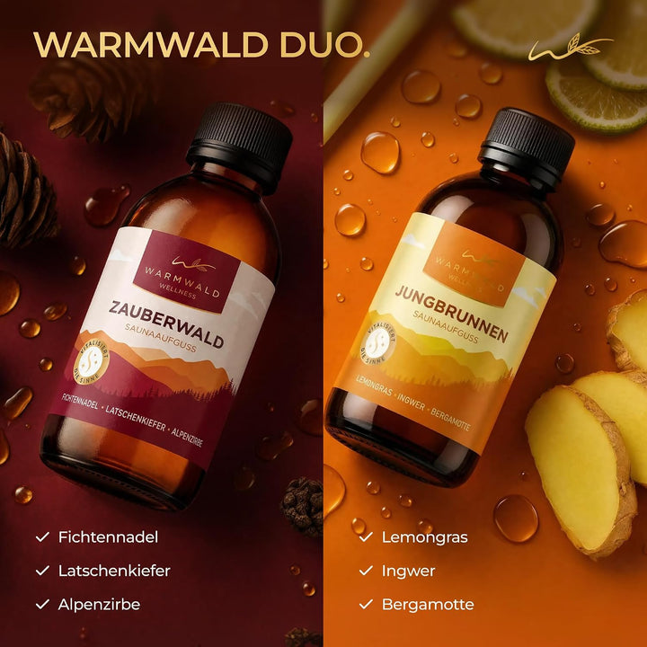 Warmwald - Saunaaufguss - Sauna Aufgussmittel mit natürlichen ätherischen Ölen - Saunaöl - Saunaduft