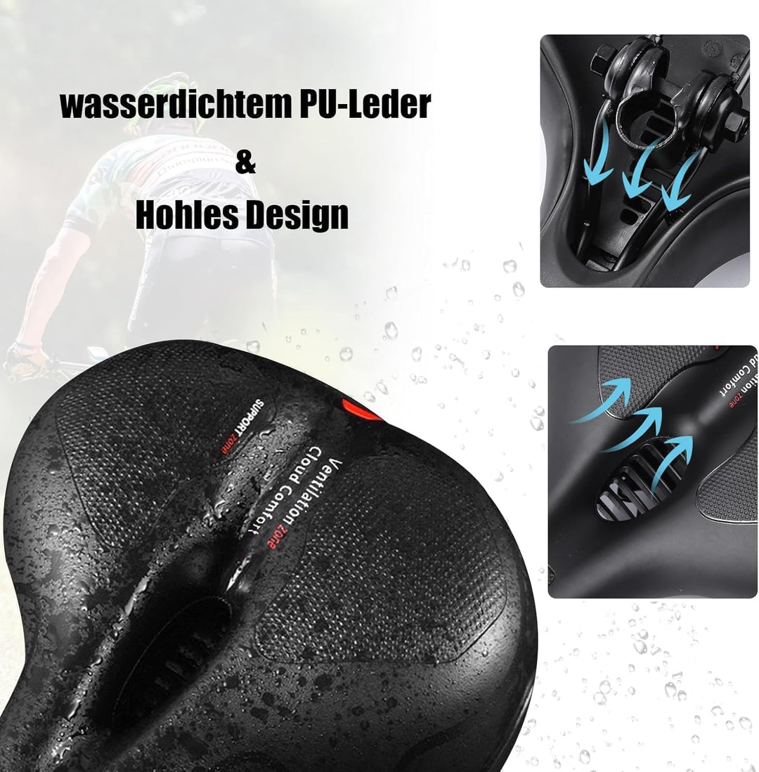 Cloud Comfort Pro 2.0 Fahrradsattel Bequem Weich Memory Schaum Radsattel Mit Rotem Warnstreifen City