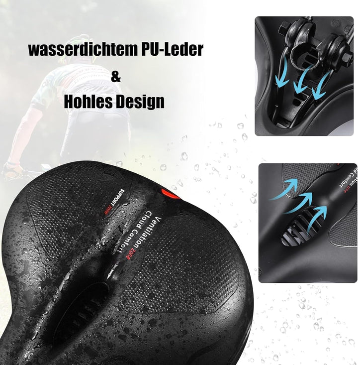 Cloud Comfort Pro 2.0 Fahrradsattel Bequem Weich Memory Schaum Radsattel Mit Rotem Warnstreifen City