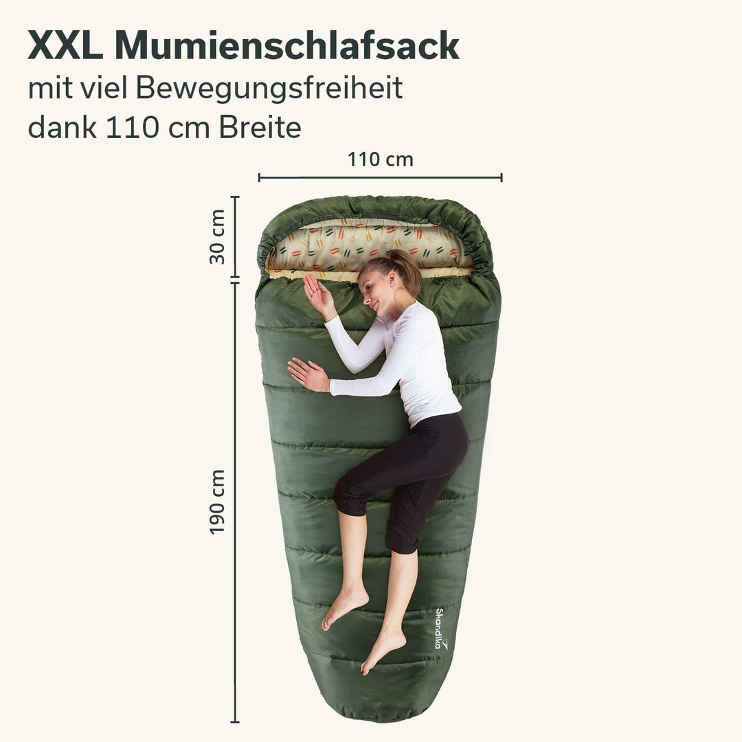 Skandika Schlafsack Vegas | XXL Mumienschlafsack mit/ohne Polycotton Innenfutter, für Erwachsene, ko