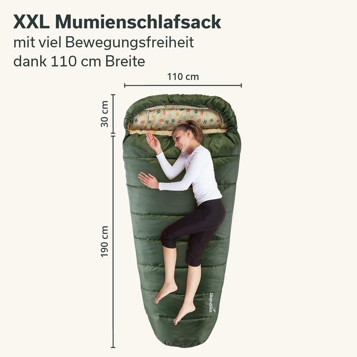 Skandika Schlafsack Vegas | XXL Mumienschlafsack mit/ohne Polycotton Innenfutter, für Erwachsene, ko