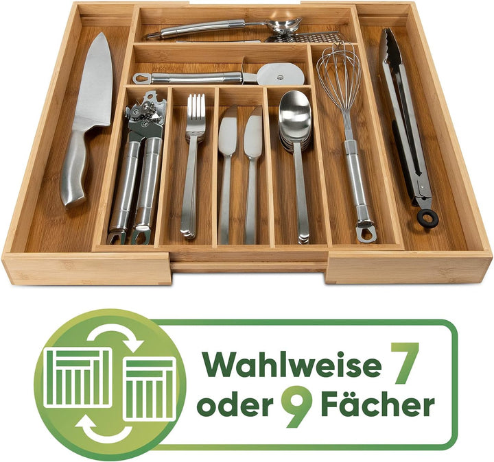 Loco Bird Besteckkasten für Schubladen aus Bambus - verstellbarer Schubladen Organizer Küche - Beste
