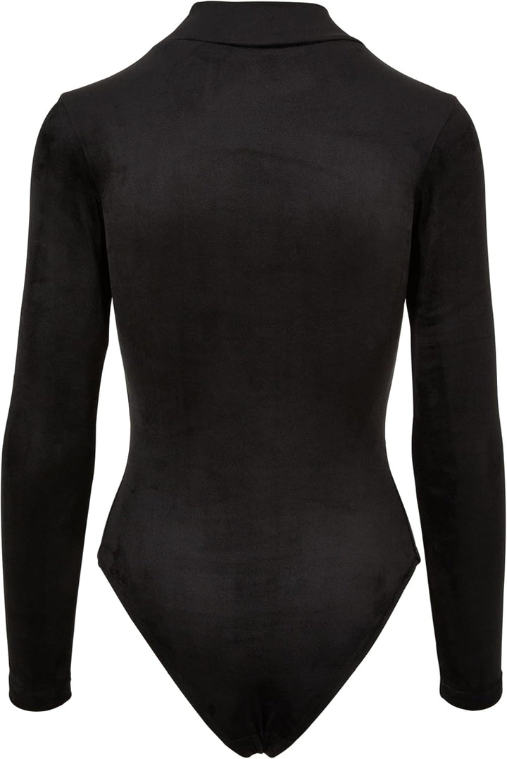 Urban Classics Damen Ladies Velvet Cut-Out Turtleneck Body T-Shirt XS Schwarz, XS Schwarz