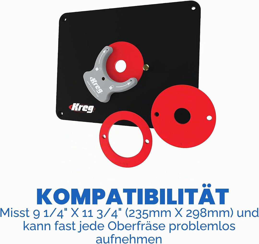 Kreg Tool Präzisions-Frästisch-Einsatzplatte mit Level-Loc Ringen (nicht vorgebohrt) (PRS4038)
