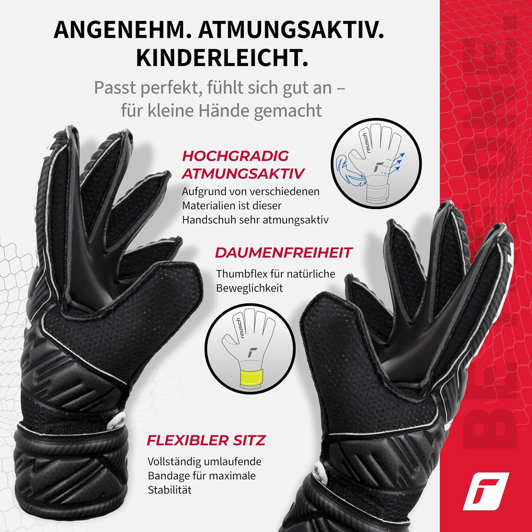 Reusch Jungen Attrakt Junior Unisex Torwarthandschuhe mit Aussennaht Schnitt und Solid Belag, Geeign