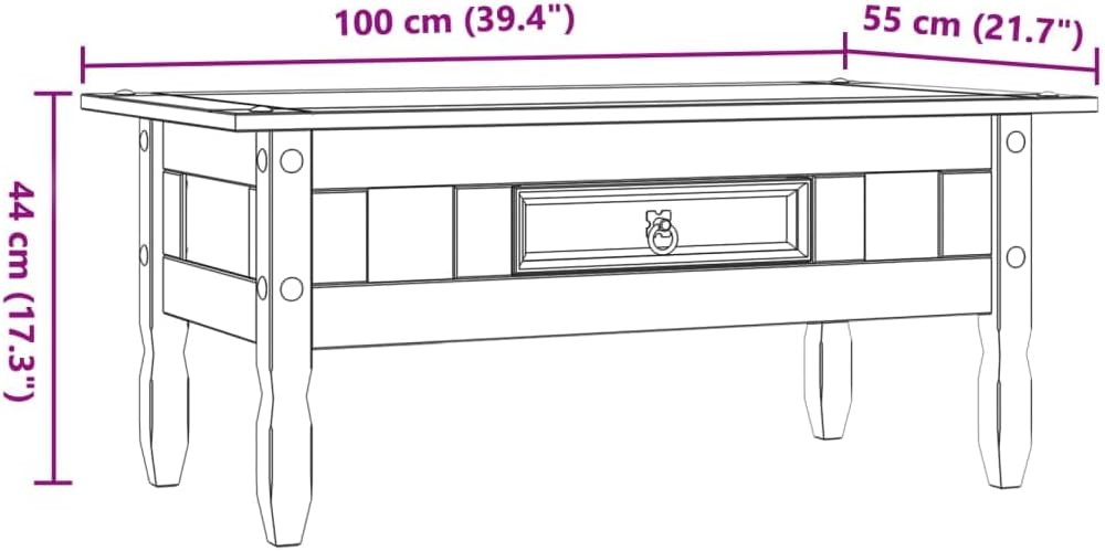vidaXL Kiefer Couchtisch Corona 100x55x45 cm Kaffeetisch Beistelltisch Tisch Braun, Braun