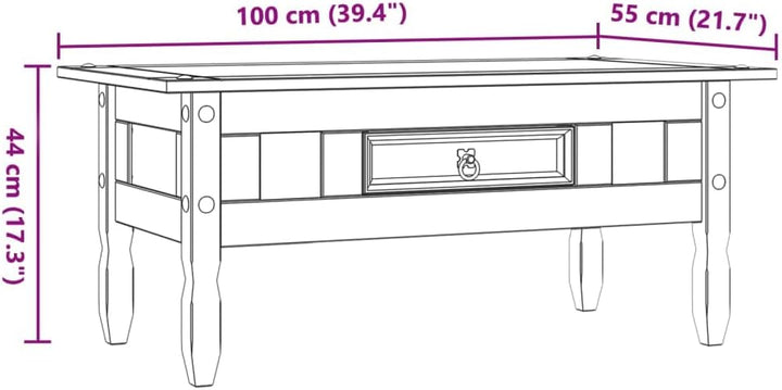 vidaXL Kiefer Couchtisch Corona 100x55x45 cm Kaffeetisch Beistelltisch Tisch Braun, Braun