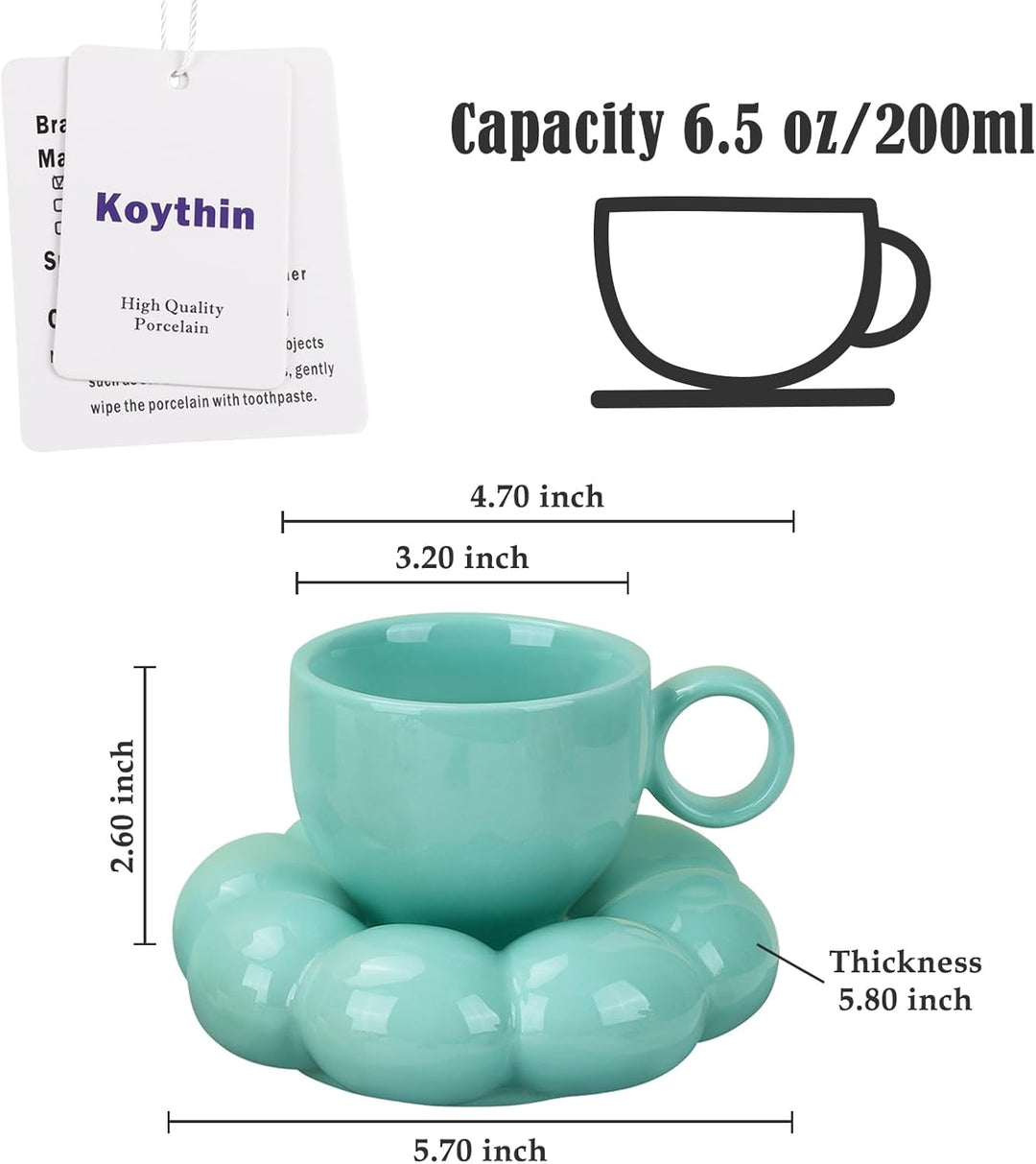 Koythin Keramik-Kaffeetasse, kreative niedliche Tasse mit Sonnenblumen-Untersetzer für Büro und Zuha