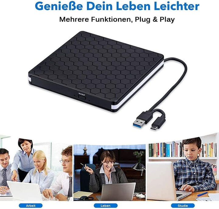 External DVD Drive, Amicool USB 3.0 Type-C CD DVD +/-RW Optical Drive USB C Burner Slim CD/DVD ROM R