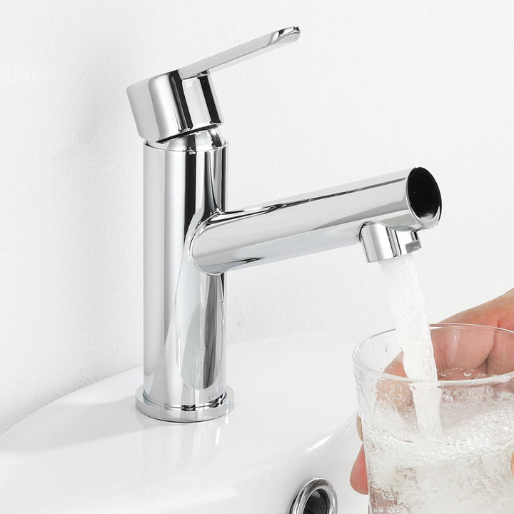 Waschtischarmatur, Wasserhahn Bad Mischbatterie, Einhebelmischer Waschbecken Armaturen mit Auslauf H
